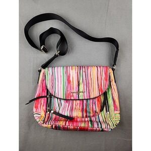 Women's Karl‎ Lagerfeld Paris Multicolor Striped Crossbody Bag Neon Rainbow